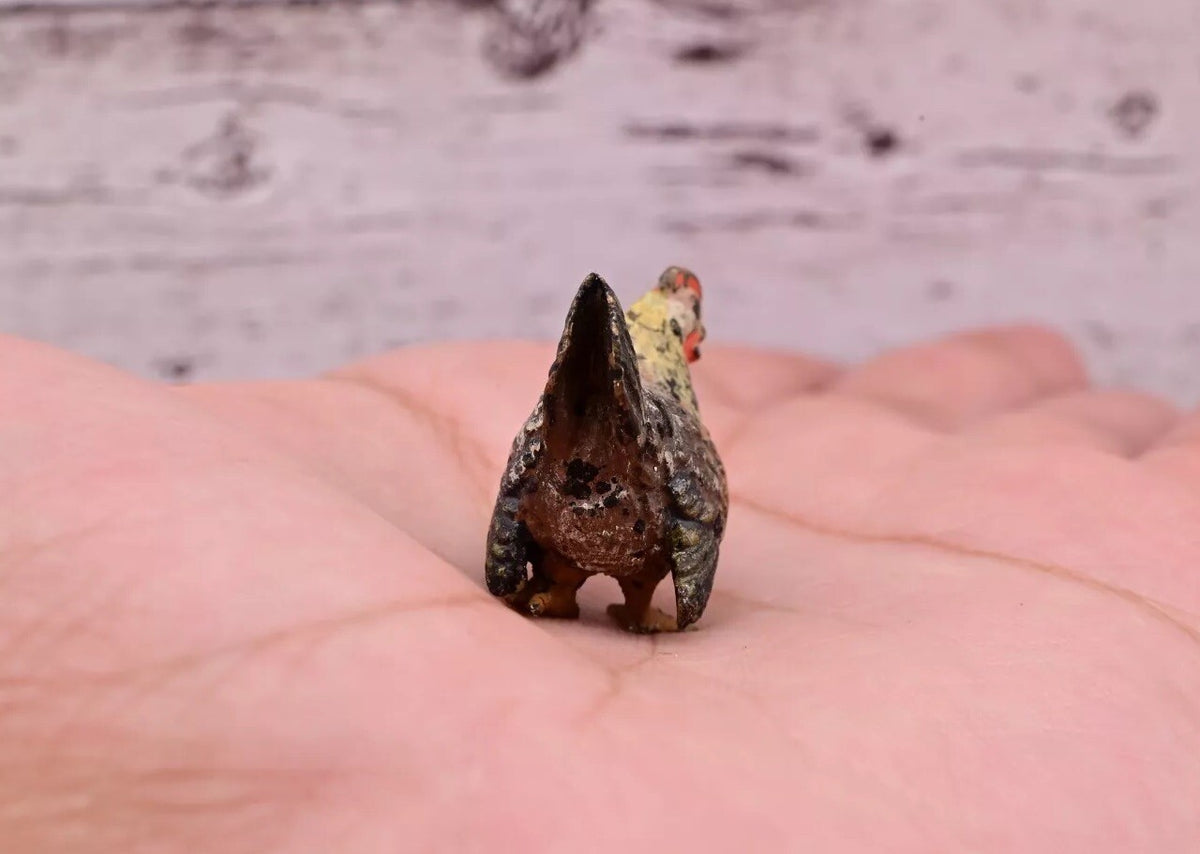 Antique Austrian Vienna Cold Painted Bronze Figure of Cute Small Chicken2