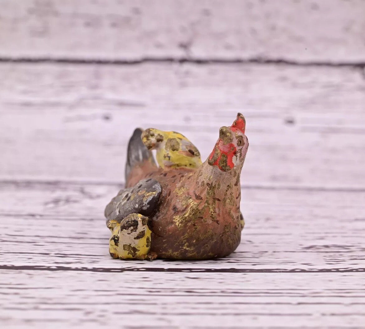Attractive Antique Austrian Vienna Cold Painted Bronze Figure Hen With Chicks13