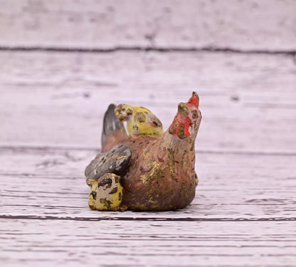 Attractive Antique Austrian Vienna Cold Painted Bronze Figure Hen With Chicks13
