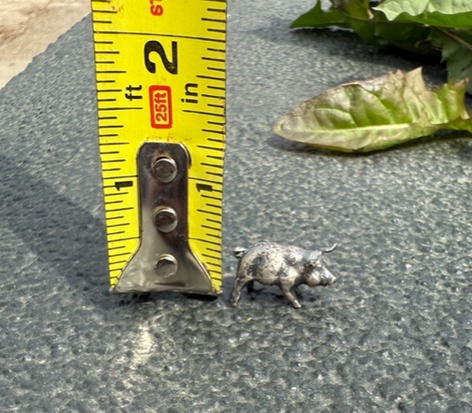 Cute Antique / Vintage Italian .925 Sterling Silver Figure of Miniature Pig0