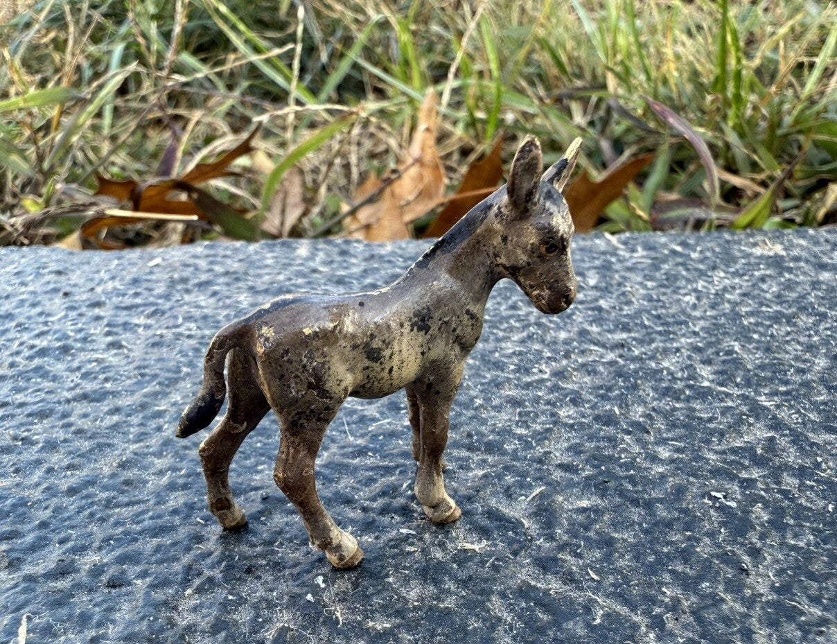 Cute Antique Austrian Vienna Cold Painted Bronze Figure of Young Donkey Foal3