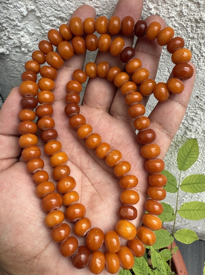 Rare Shape Antique Marbled Natural Baltic Butterscotch Amber Beaded Necklace1