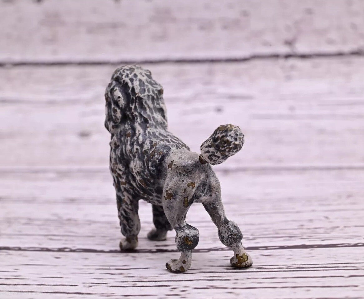 Antique Early 1900s Austrian Vienna Cold Painted Solid Bronze Gray Poodle ￼6