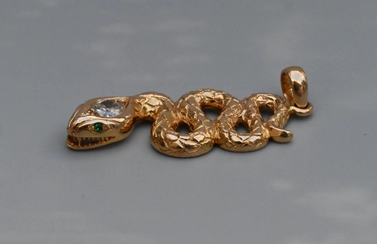 Genuine Antique Victorian 14K Yellow Gold Snake Amulet Pendant GIA Certified4