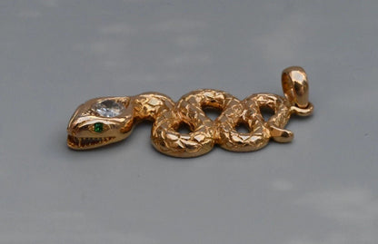 Genuine Antique Victorian 14K Yellow Gold Snake Amulet Pendant GIA Certified4