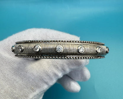 Amazing Vintage Judith Ripka Sterling Silver Hinged Cuff Bracelet 4