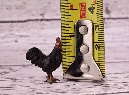 Rare Antique Austrian Vienna Cold Painted Bronze Figure of Tiny Black Chicken10
