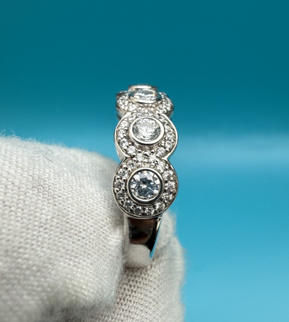Vintage Marked Ritani Solid Sterling Silver 925 CZ Halo Tapered Band Ring2