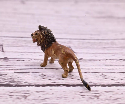 Super Tiny Antique Austrian Vienna Cold Painted Bronze Figure Standing Lion6