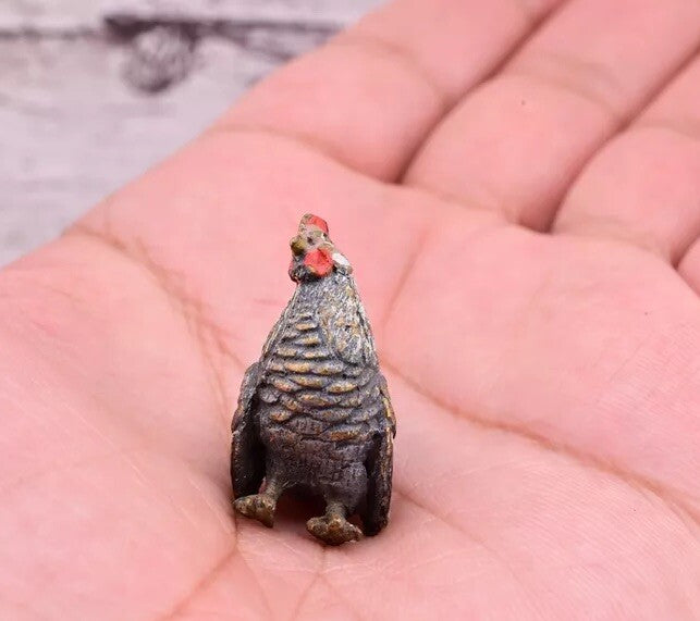 Super Nice Antique Austrian Vienna Cold Painted Bronze Figure of Gray Hen3