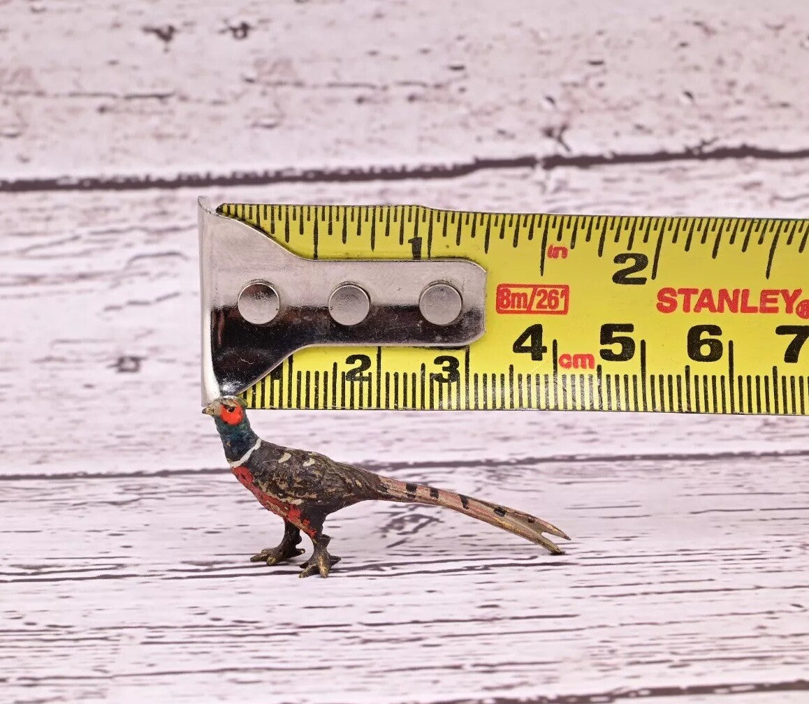 1900s Antique Austrian Vienna Cold Painted Bronze Figure of Tiny Pheasant11