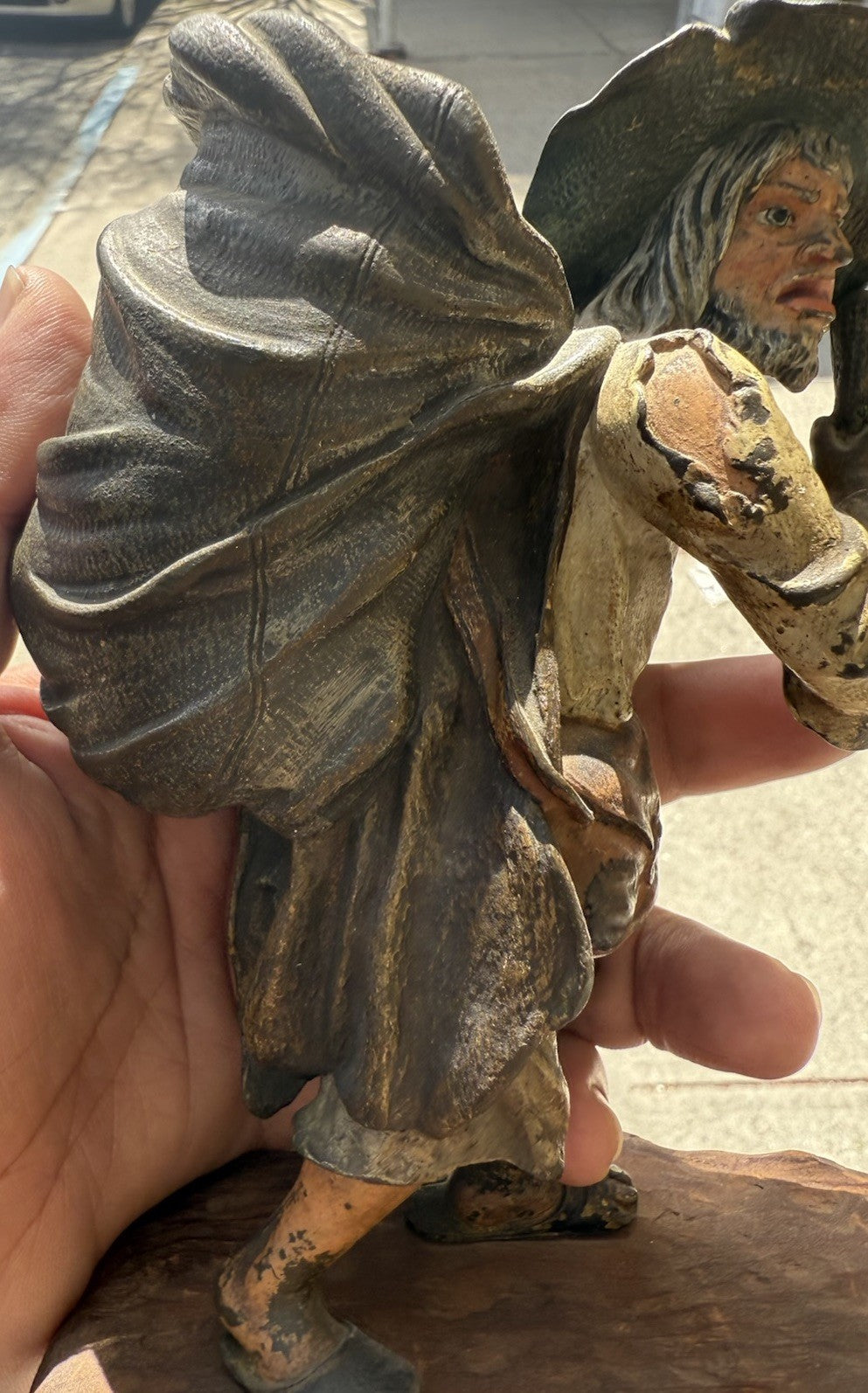 Rare Antique Austrian Vienna Cold Painted Bronze Match Spill of Old Poor Man12