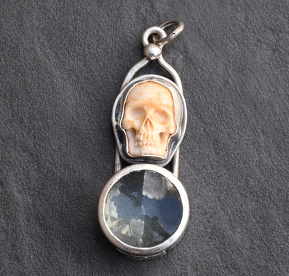 Awesome Signed Sterling Silver & Human Skull Design Southwest Jewelers Loupe0