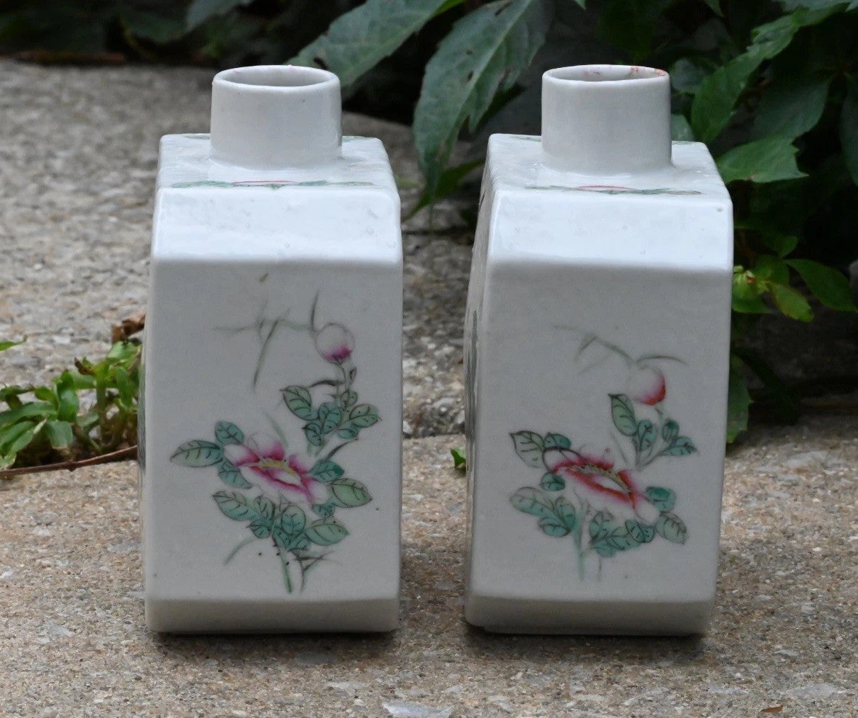 Rare 1900s Chinese Famille Rose Porcelain Tea Containers By Huacha Co. *Marked*2