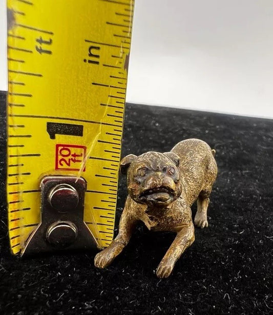 Super Realistic Antique Miniature Austrian Vienna Cold Painted Bronze Pug Dog1