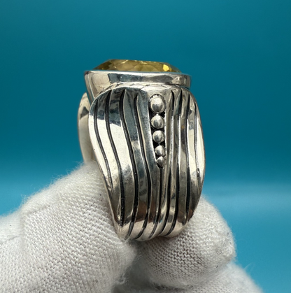 Gorgeous Vintage Elizabeth Rand Sterling Silver Ring w/ Canary Yellow Citrine2