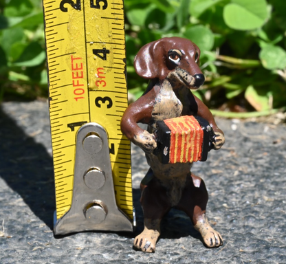 Fritz Bergmann Austrian Vienna Cold Painted Bronze Musical Dachshund w Accordion5