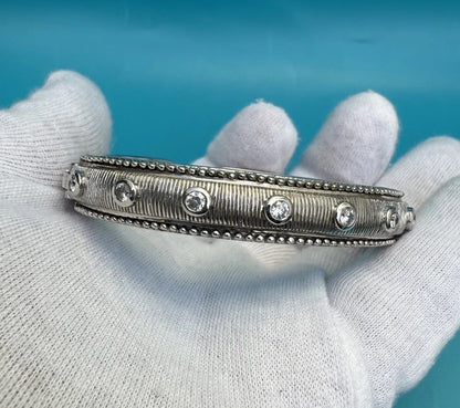 Amazing Vintage Judith Ripka Sterling Silver Hinged Cuff Bracelet 0