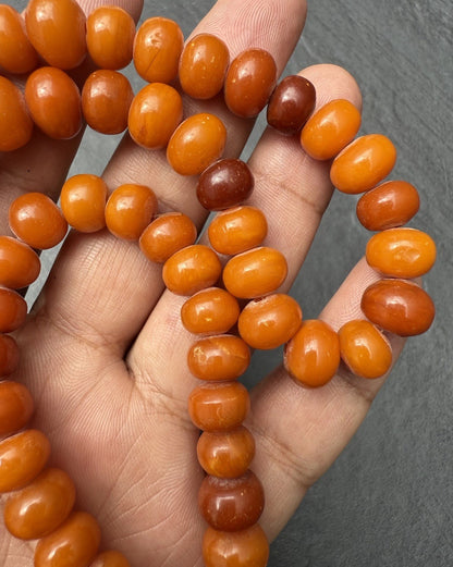 Rare Shape Antique Marbled Natural Baltic Butterscotch Amber Beaded Necklace3