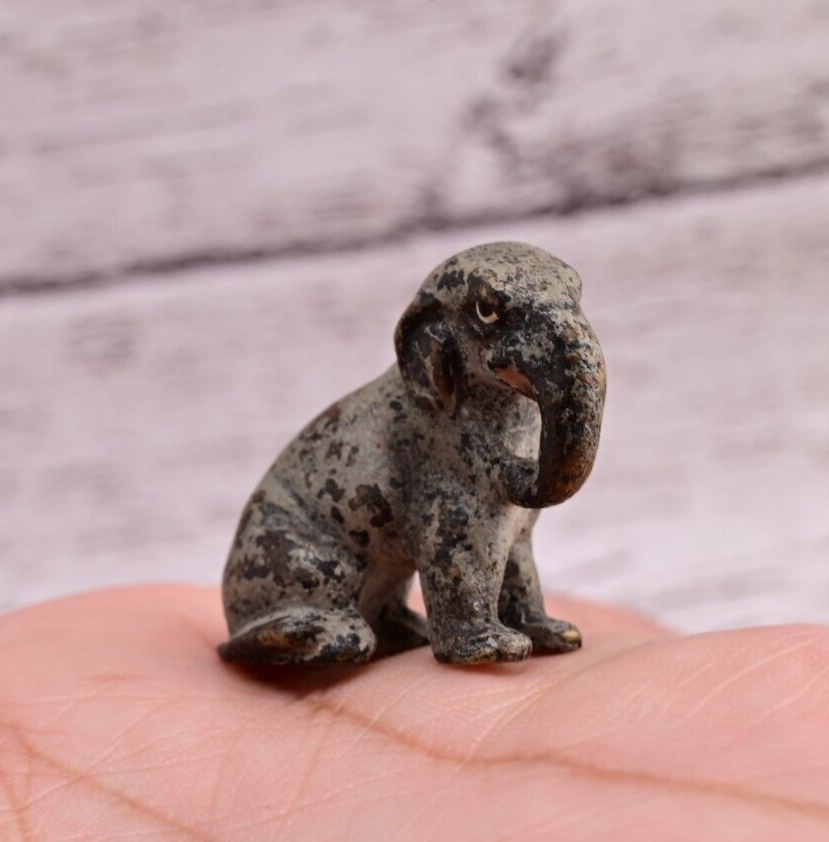 Antique Austrian Vienna Cold Painted Bronze Figure of Miniature Baby Elephant4