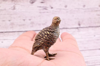 Original Early Antique Austrian Vienna Cold Painted Bronze of Partridge Bird14