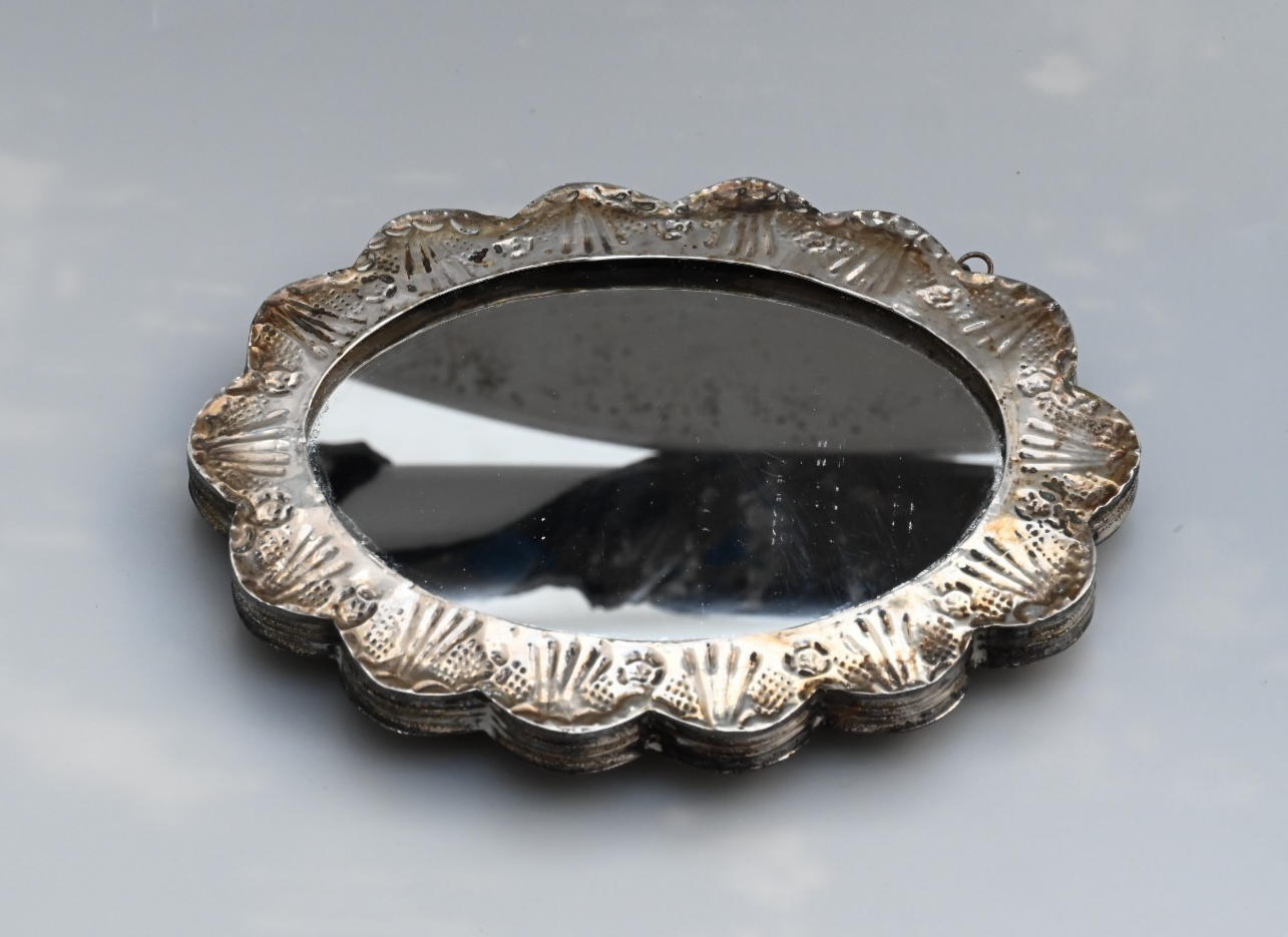Gorgeous Turkish 900 Silver Wedding Mirror with Repousse Floral Scallop Design3