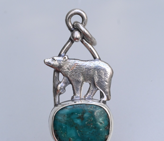 Vintage Signed Sterling Silver & Southwest Style Jewelers Loupe with Bear1