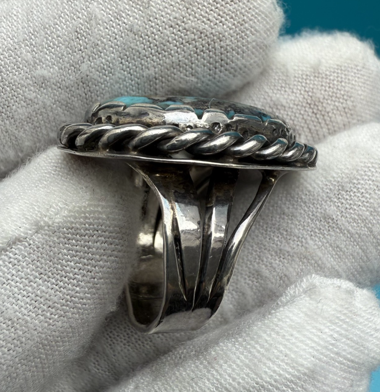 Fantastic Handmade Native American Sterling Silver & Turquoise Ring6