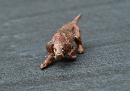 Miniature Antique Austrian Vienna Cold Painted Bronze Figure of Foxhound Dog1