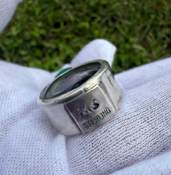 Signed MS Sterling Silver Southwest Jewelers Loupe W/ Turquoise Gemstone4