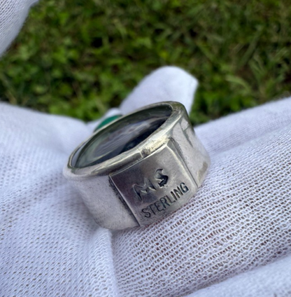 Signed MS Sterling Silver Southwest Jewelers Loupe W/ Turquoise Gemstone4