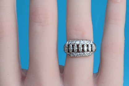 Gorgeous Marquise Cut & Round Brilliant Diamond Cocktail / Dinner Ring in 14K WG2