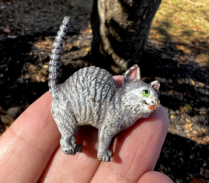 Small Antique Austrian Vienna Cold Painted Bronze Figure of Tom Cat1