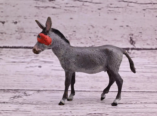 Antique Austrian Vienna Cold Painted Bronze Figure of Donkey with Red Eyepatch0