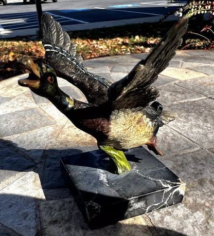 Antique Austrian Vienna Cold Painted Bronze Figure of Flying Duck0