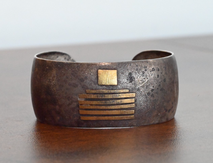 Lisa Ceccorulli .925 Sterling Silver & 22k Gold Modernist Cuff Bracelet *Signed*0