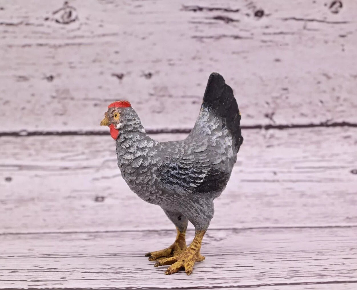 Wonderful Antique Austrian Vienna Cold Painted Bronze Figure of Black & Gray Hen8