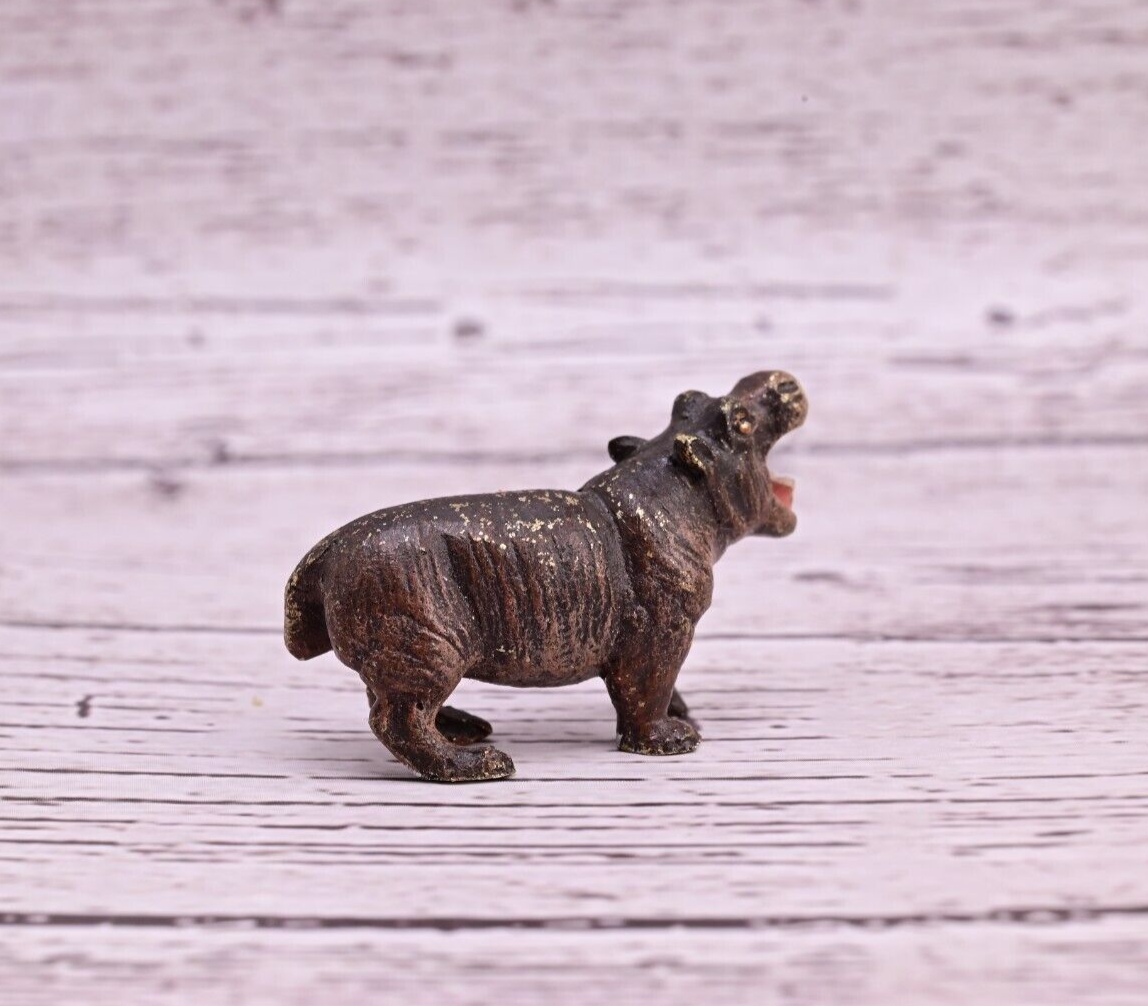Life-Like Antique Austrian Vienna Cold Painted Bronze Figure of Hippopotamus6