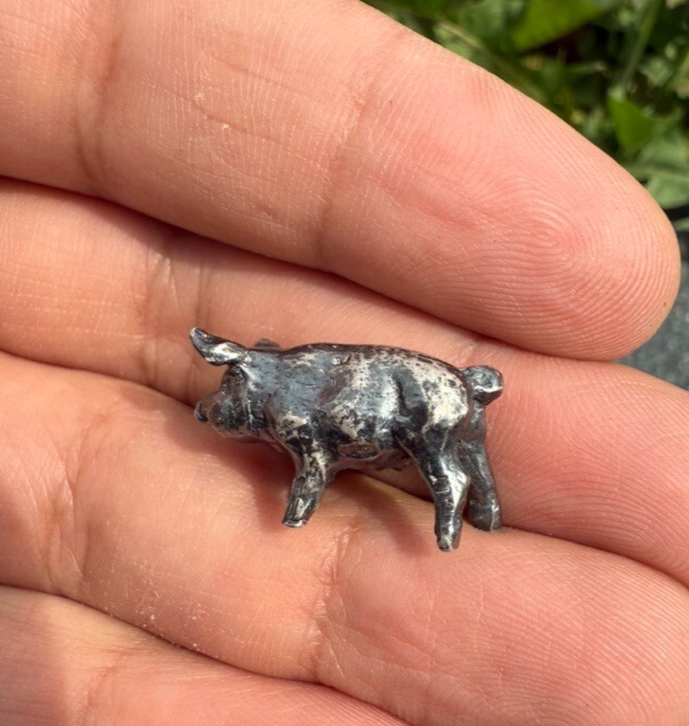 Cute Antique / Vintage Italian .925 Sterling Silver Figure of Miniature Pig5