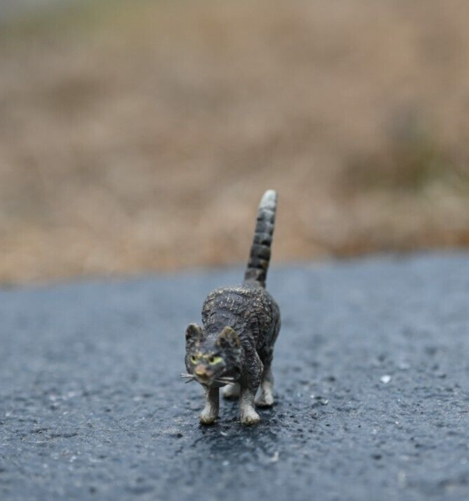 Small Antique Cold Painted Austrian Vienna Solid Bronze Cat2