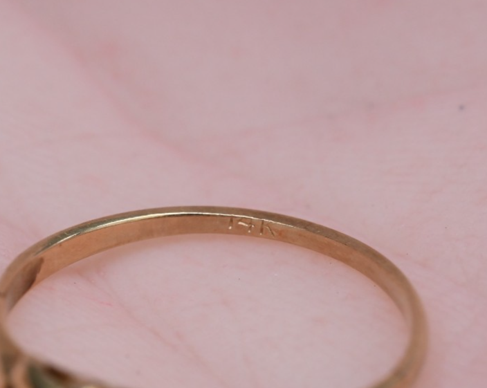 Awesome Antique Two Tone 14k Gold Art Deco Ring with Natural Round Diamonds7