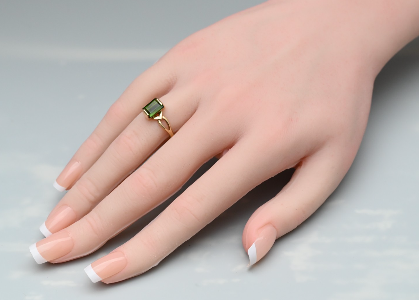 Lovely Vintage Ring featuring Natural Green Tourmaline in a 14K Yellow Gold1