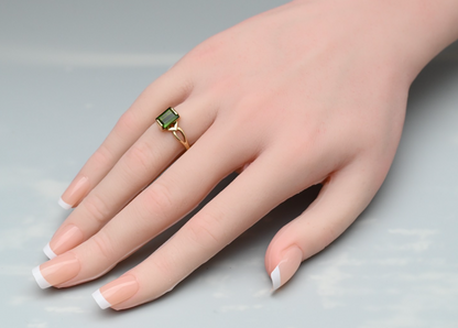Lovely Vintage Ring featuring Natural Green Tourmaline in a 14K Yellow Gold1