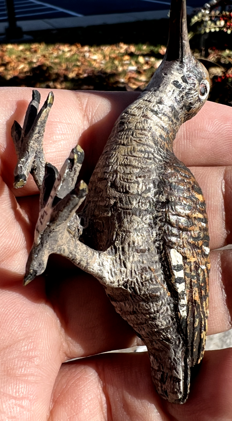 Antique Austrian Vienna Cold Painted Bronze Figure of Eurasian Woodcock5