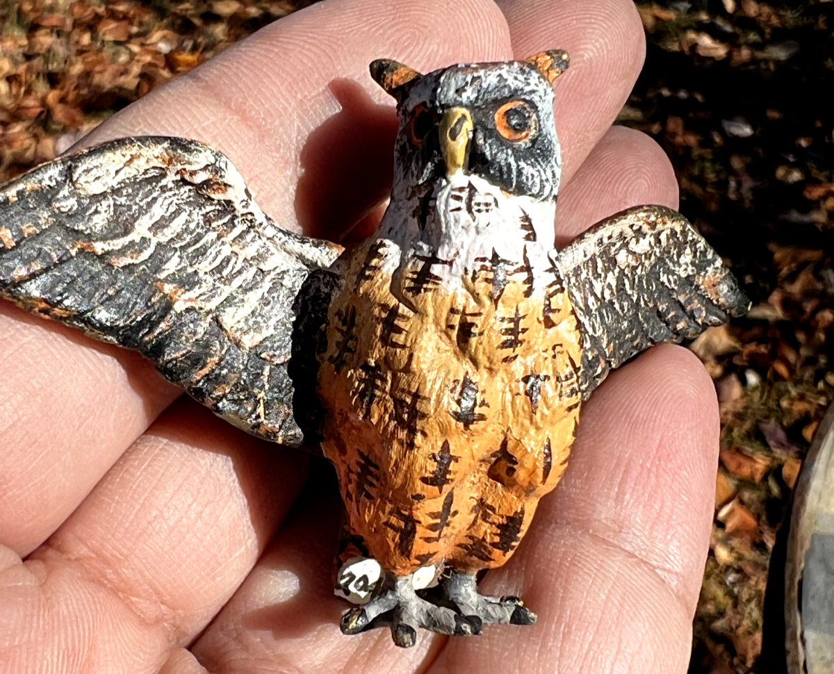 Antique Austrian Vienna Cold Painted Bronze Figure of Owl8