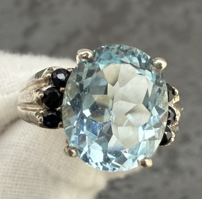 Stunning Sterling Silver Ring with Large Blue Topaz Gemstone4