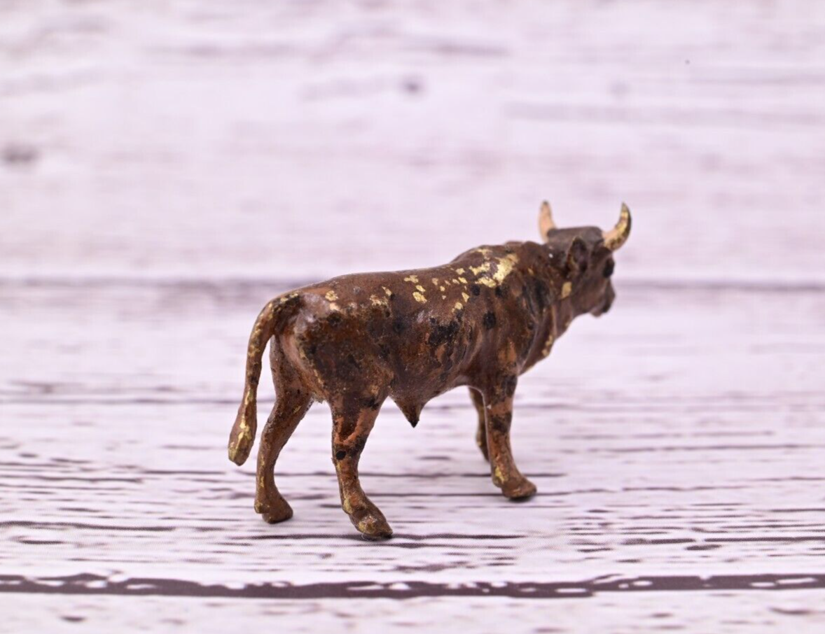Miniature Antique Austrian Vienna Cold Painted Bronze Figure of Brown Bull2