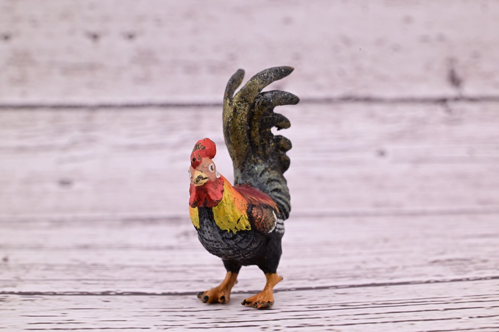 Superb Antique Austrian Vienna Original Bronze Finish Figure of Colorful Rooster4