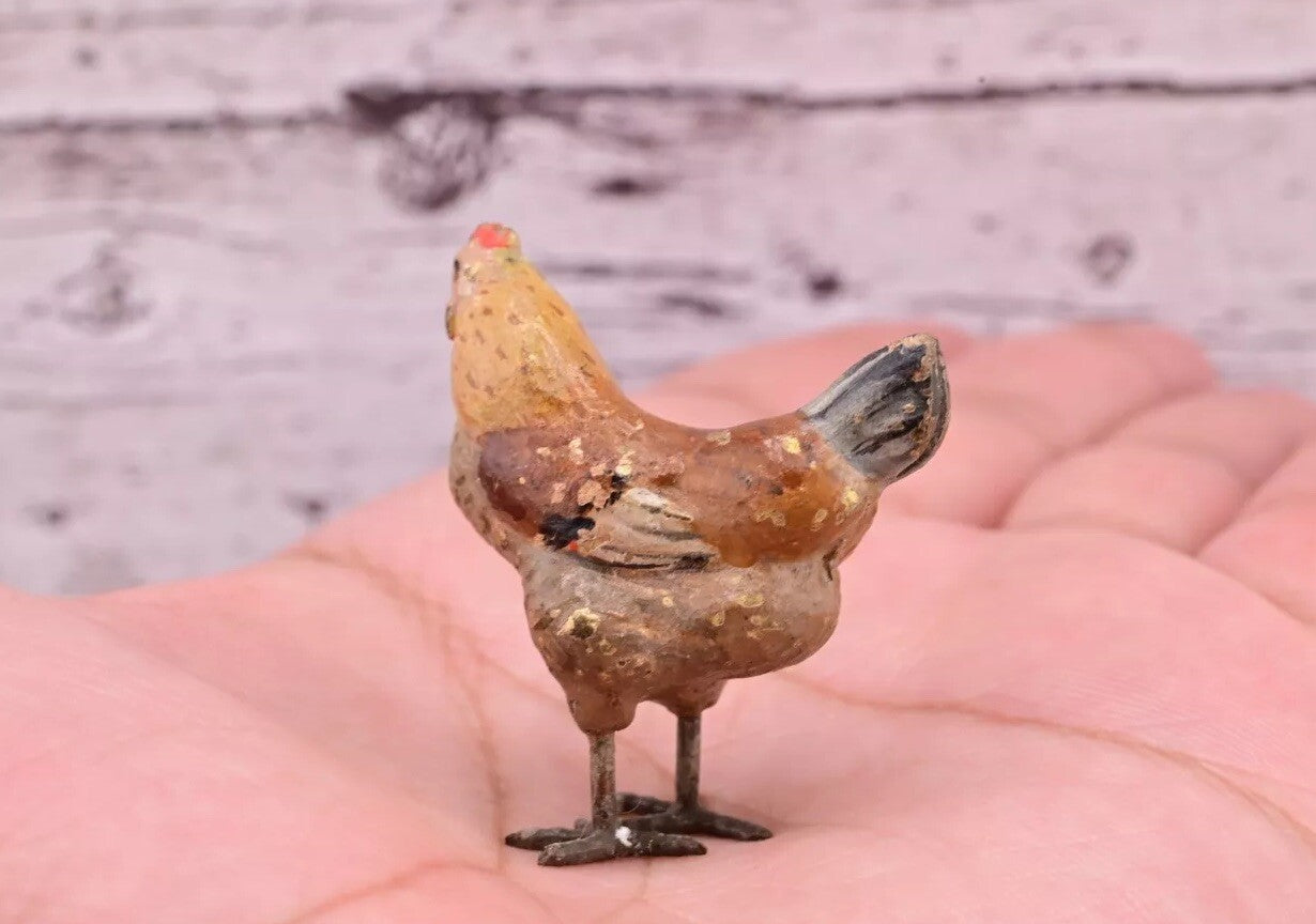 Attractive Antique Austrian Vienna Cold Painted Bronze Figure of Brown Hen3