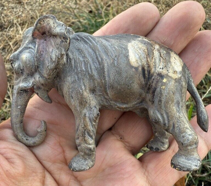 Highly Detailed Antique Austrian Vienna Cold Painted Bronze Figure of Elephant14